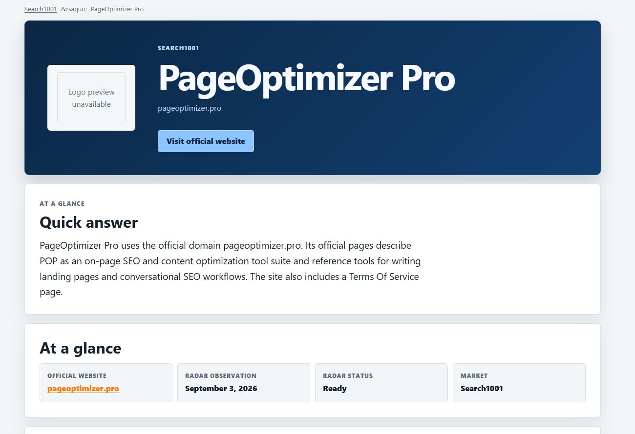 Product profile route in Search1001 for a named entity task.