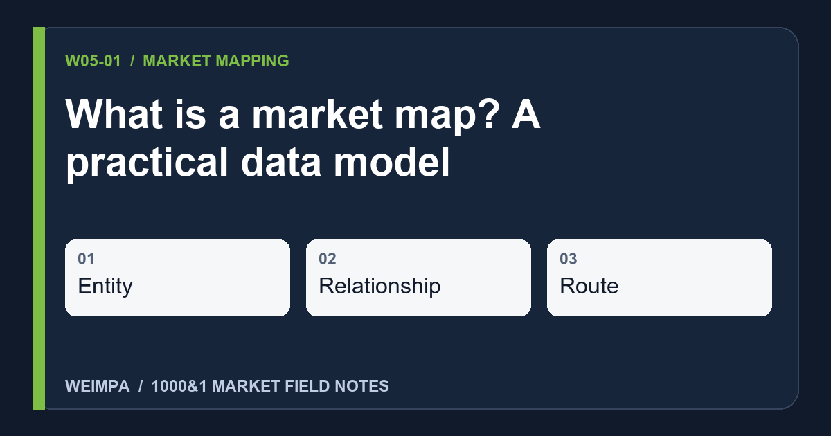 Visual summary of What is a market map? A practical data model: Entity, Relationship, Route